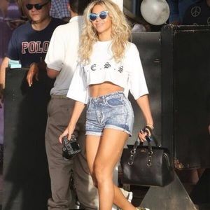 Vintage lee stone washed denim jean shorts small